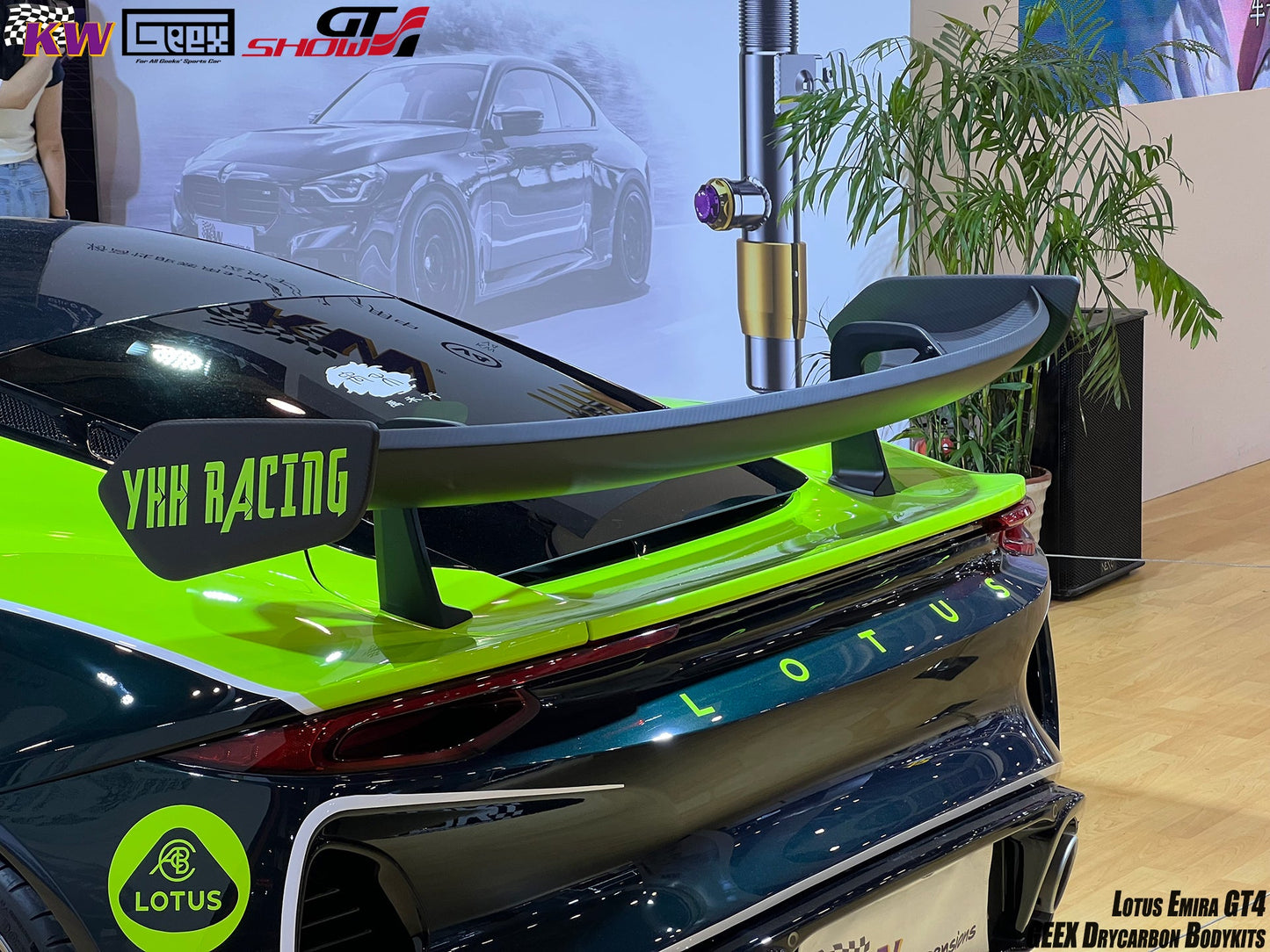 Geex Village GT4 Style Rear Wing for Lotus Emira 3.6 V6 2.0 Four-cylinder 2022-ON Coupe Dry Pre-preg Carbon Fiber