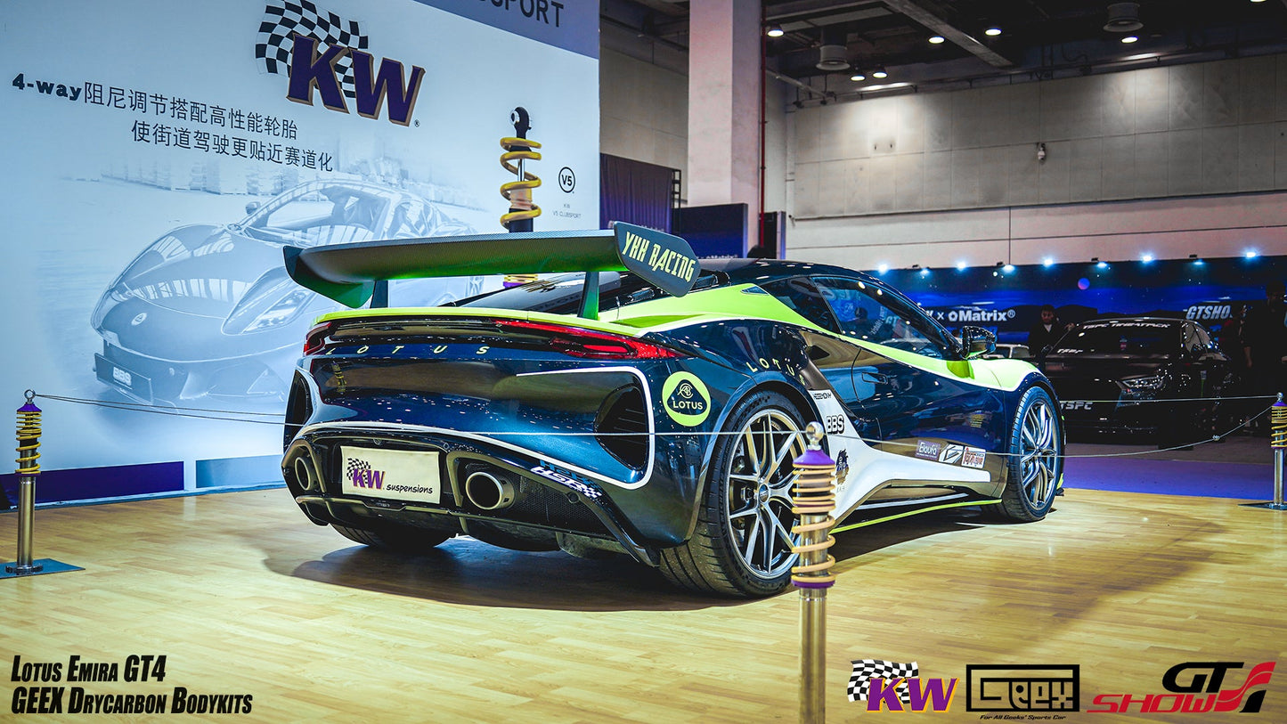 Geex Village GT4 Style Rear Wing for Lotus Emira 3.6 V6 2.0 Four-cylinder 2022-ON Coupe Dry Pre-preg Carbon Fiber