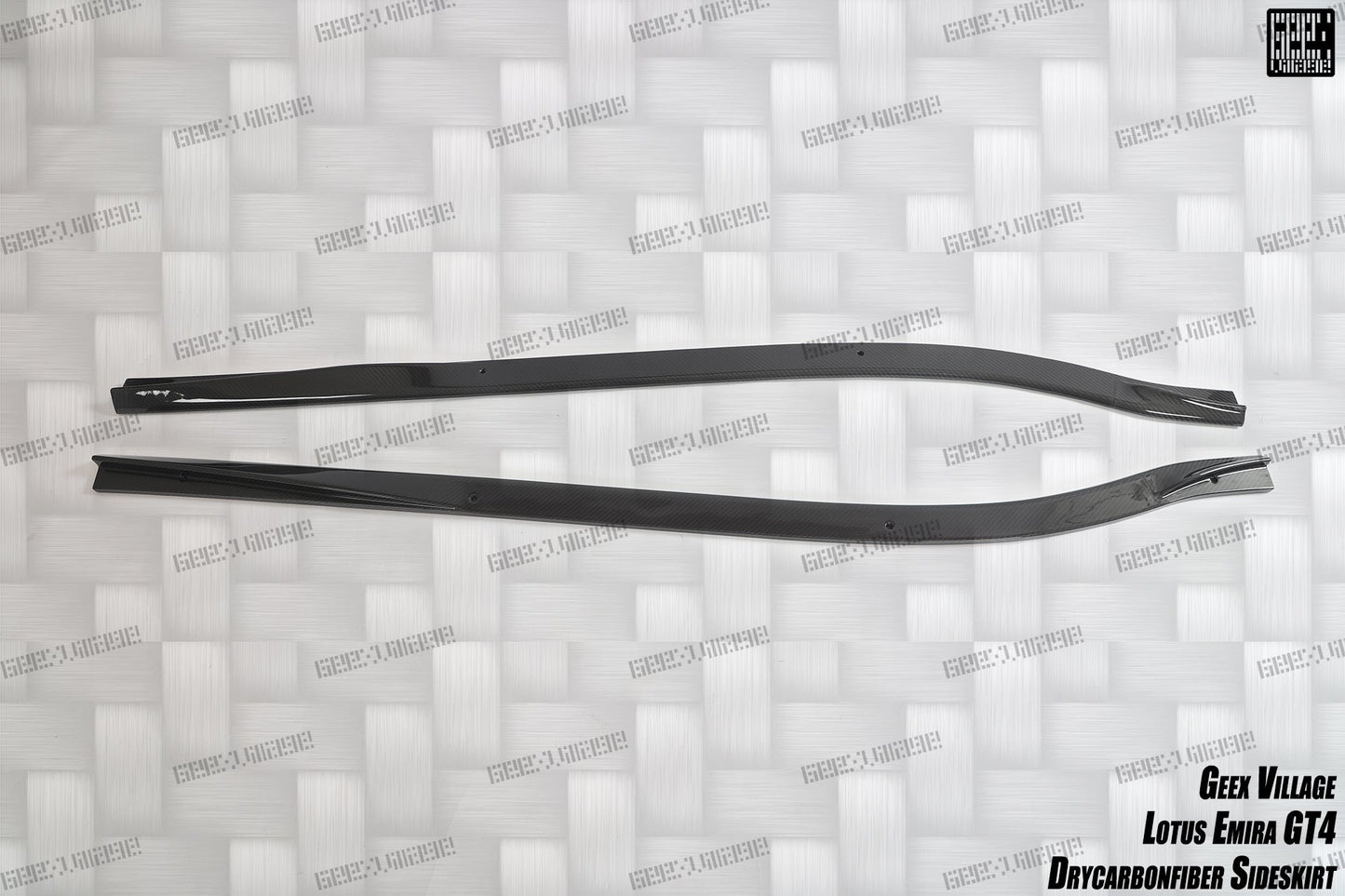 Geex Village GT4 Style Side Skirts for Lotus Emira 3.6 V6 2.0 Four-cylinder 2022-ON Dry Pre-preg Carbon Fiber