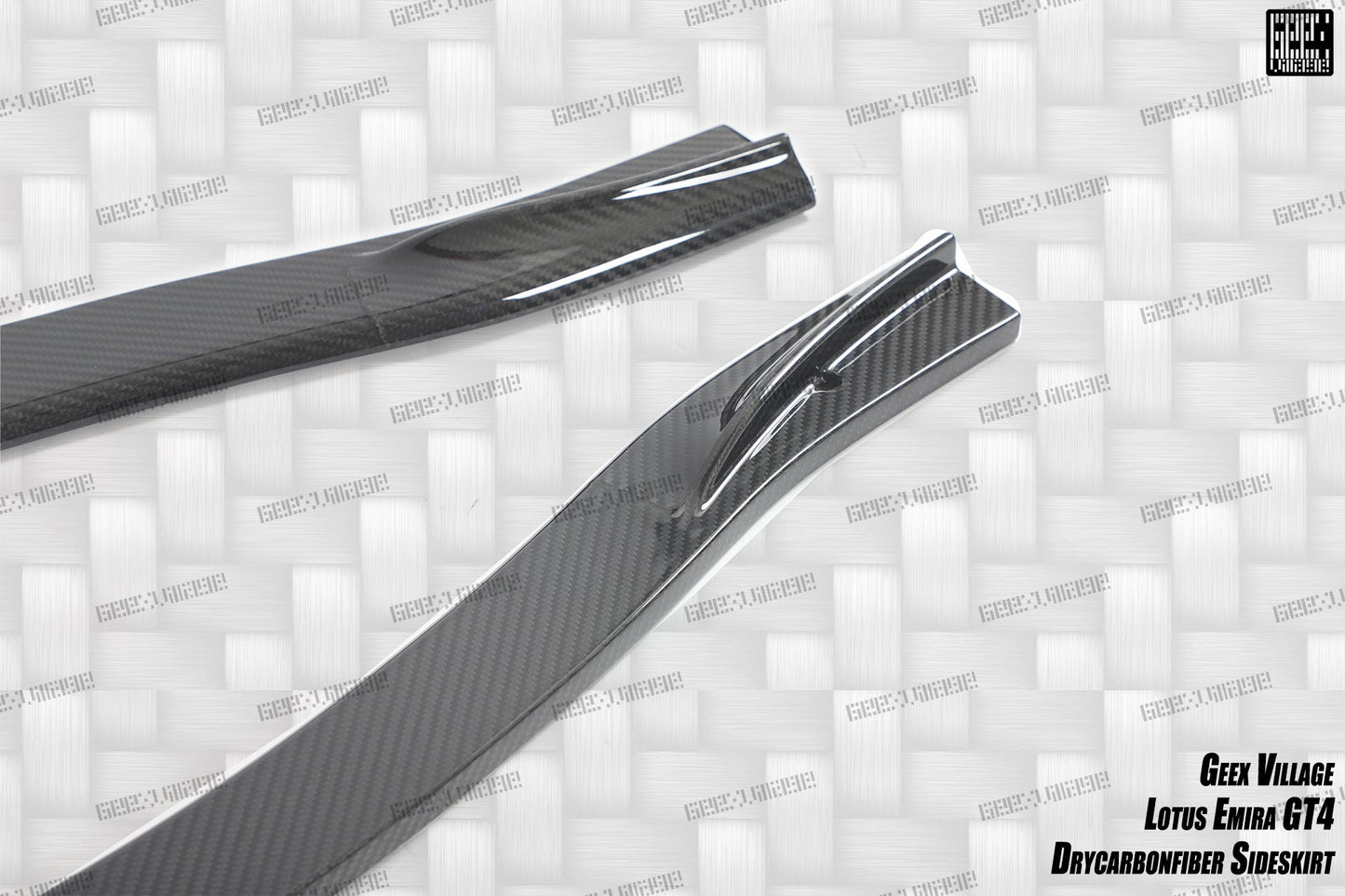 Geex Village GT4 Style Side Skirts for Lotus Emira 3.6 V6 2.0 Four-cylinder 2022-ON Dry Pre-preg Carbon Fiber