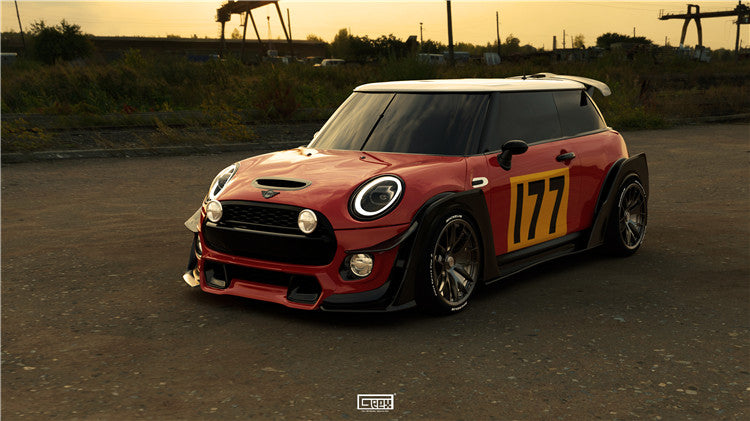 Geex Village Widebody Front Canards, Wheel Arches, and Rear Canards for MINI Cooper JCW S Base F56 2014-ON (Fits Both Pre-LCI & LCI) Carbon Fiber/FRP