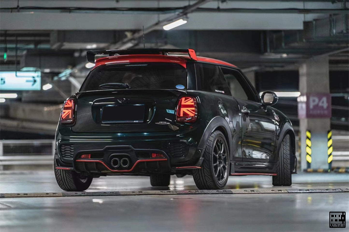 Geex Village Rear Diffuser Side Extension for MINI Cooper JCW S Base F56 First LCI 2019-2021 Carbon Fiber/FRP