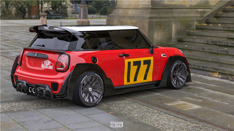 Geex Village Widebody Front Canards, Wheel Arches, and Rear Canards for MINI Cooper JCW S Base F56 2014-ON (Fits Both Pre-LCI & LCI) Carbon Fiber/FRP