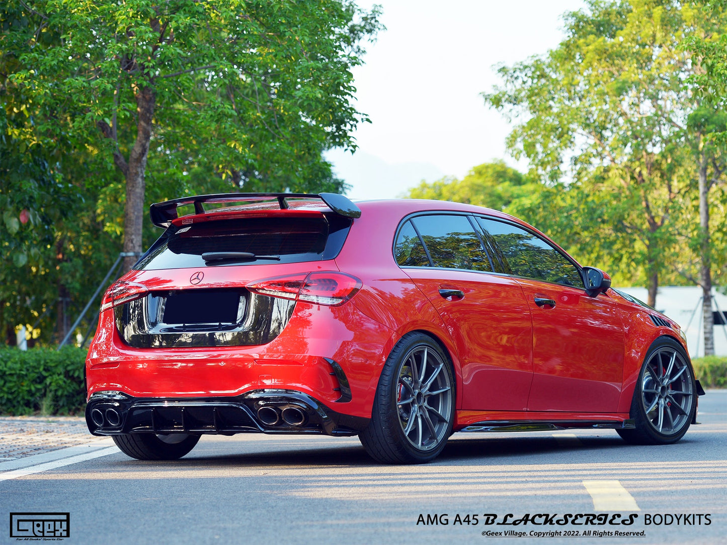 Geex Village Blackseries Style Rear Diffuser for Mercedes Benz A-Class AMG A45 A35 A220 W177 V177 2019-ON Carbon Fiber