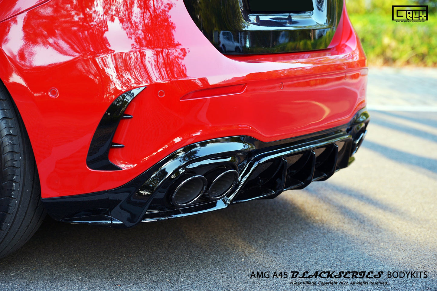 Geex Village Blackseries Style Rear Diffuser for Mercedes Benz A-Class AMG A45 A35 A220 W177 V177 2019-ON Carbon Fiber