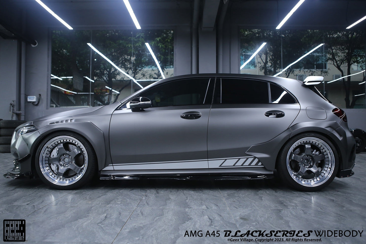 Geex Village Blackseries Style Side Skirts for Mercedes Benz A-Class AMG A45 A35 A220 W177 V177 2019-ON Carbon Fiber