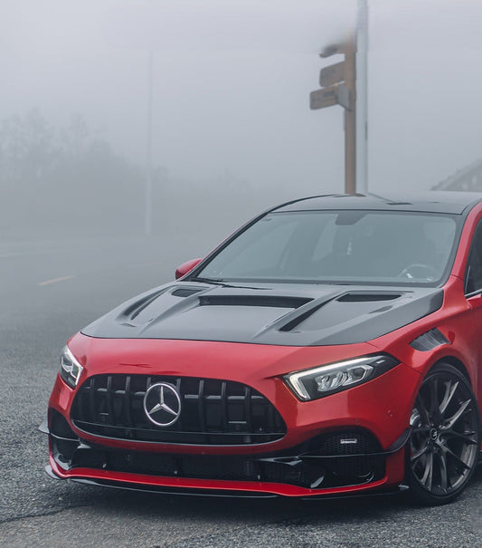 Geex Village Blackseries Style Stage 1 Front Lip & Corner Splitters for Mercedes Benz AMG A45 W177 V177 2019-ON Carbon Fiber/FRP
