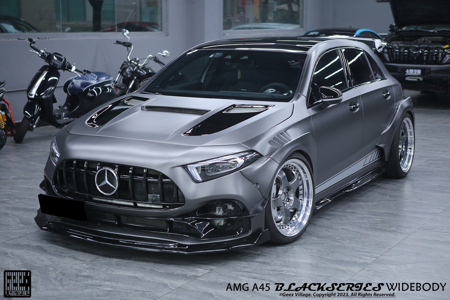Geex Village Stage 2 Front Lip Splitter for Mercedes Benz A-Class AMG A45 W177 V177 2019-ON Carbon Fiber