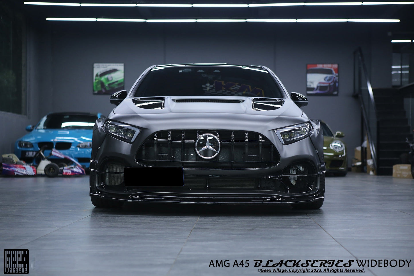 Geex Village Stage 2 Front Lip Splitter for Mercedes Benz A-Class AMG A45 W177 V177 2019-ON Carbon Fiber