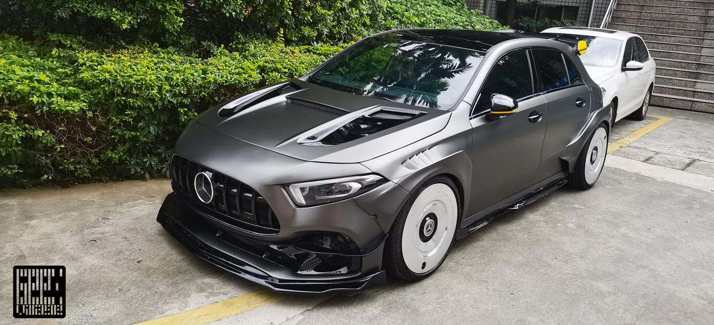 Geex Village Stage 2 Front Lip Splitter for Mercedes Benz A-Class AMG A45 W177 V177 2019-ON Carbon Fiber