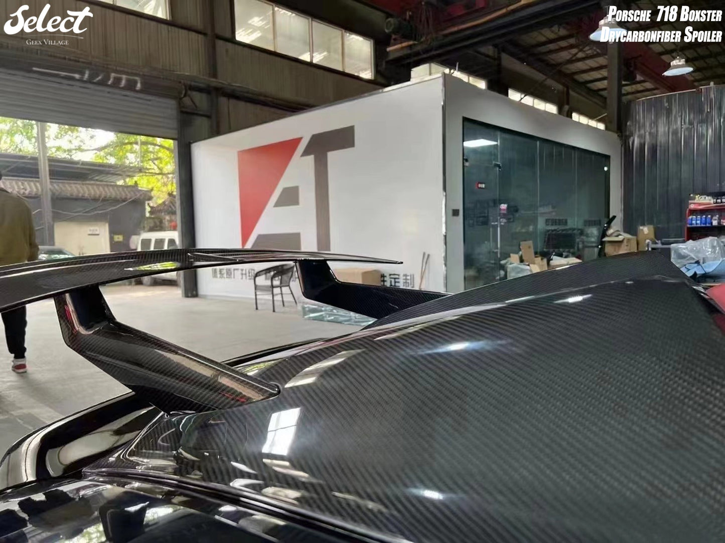 Geex Village Tonneau Cover and Wing for Porsche 718 Boxster Base S T GTS Convertible 2017-ON Carbon Fiber