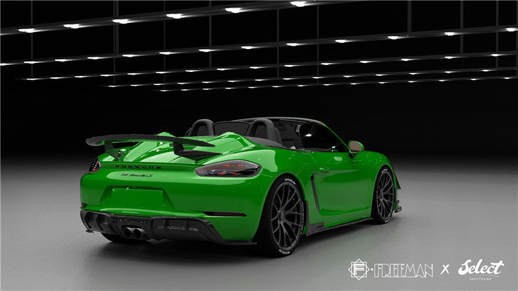Geex Village Tonneau Cover and Wing for Porsche 718 Boxster Base S T GTS Convertible 2017-ON Carbon Fiber