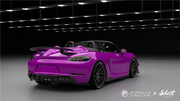 Geex Village Rear Canards for Porsche 718 Cayman Boxster Base S T GTS 2017-ON Carbon Fiber