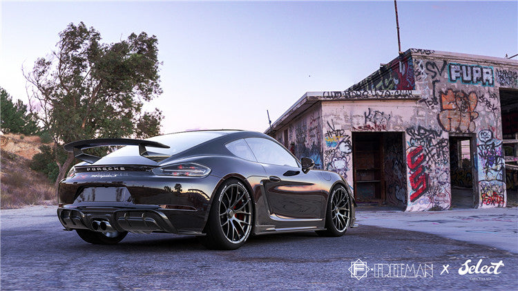 Geex Village Rear Diffuser for Porsche 718 Cayman Boxster Base S T GTS 2017-ON Carbon Fiber