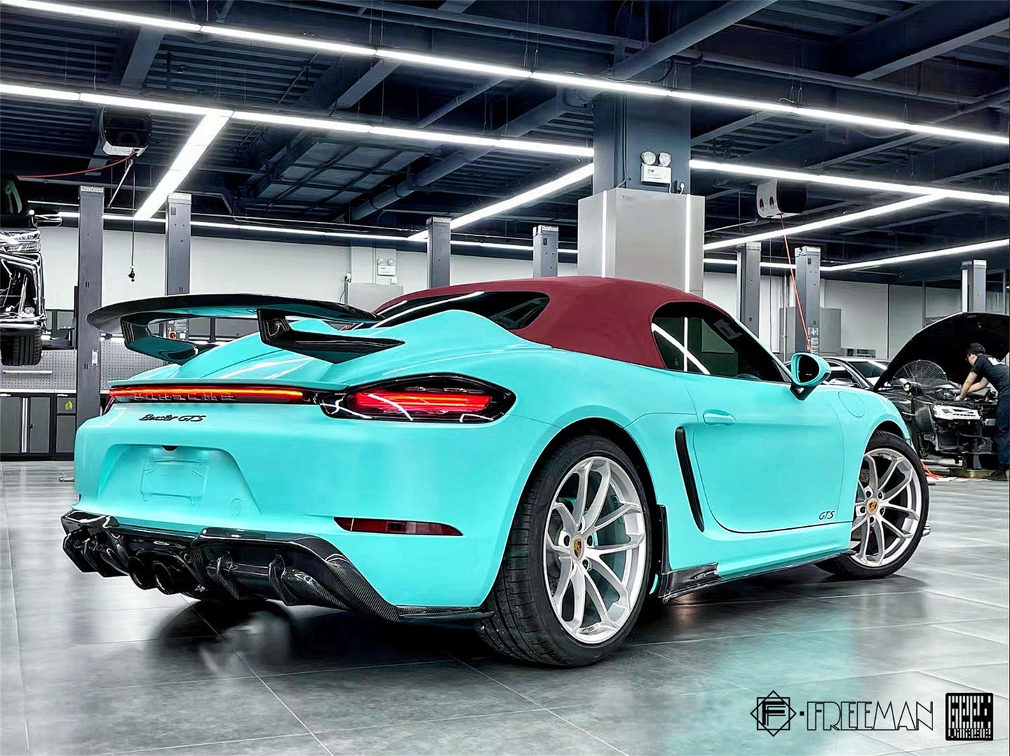 Geex Village Rear Diffuser for Porsche 718 Cayman Boxster Base S T GTS 2017-ON Carbon Fiber