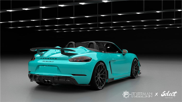 Geex Village Rear Diffuser for Porsche 718 Cayman Boxster Base S T GTS 2017-ON Carbon Fiber