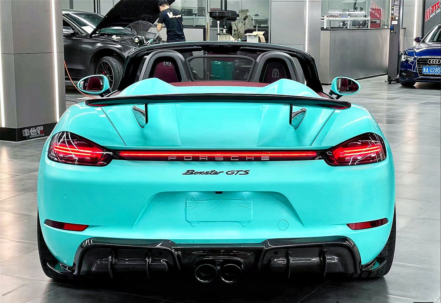 Geex Village Rear Diffuser for Porsche 718 Cayman Boxster Base S T GTS 2017-ON Carbon Fiber