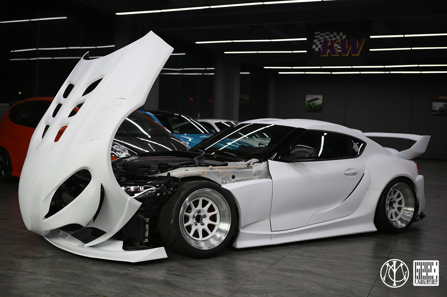Geex Village Unicorn GT3 Clamshell Hood and Front Bumper for Toyota Supra MK5 A90 A91 3.0 2020-ON Carbon Fiber/FRP