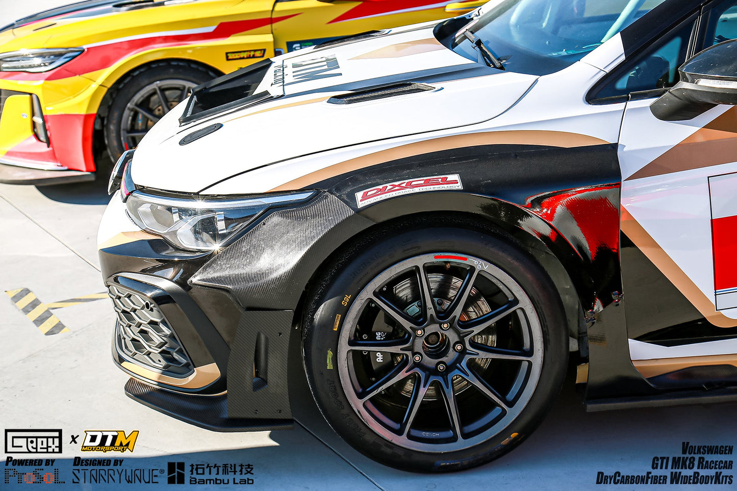 Geex Village Front Fender Flares and Front Splitters Set for Volkswagen Golf GTI & R-Line MK8 MK8.5 2022-ON Dry Pre-preg Carbon Fiber