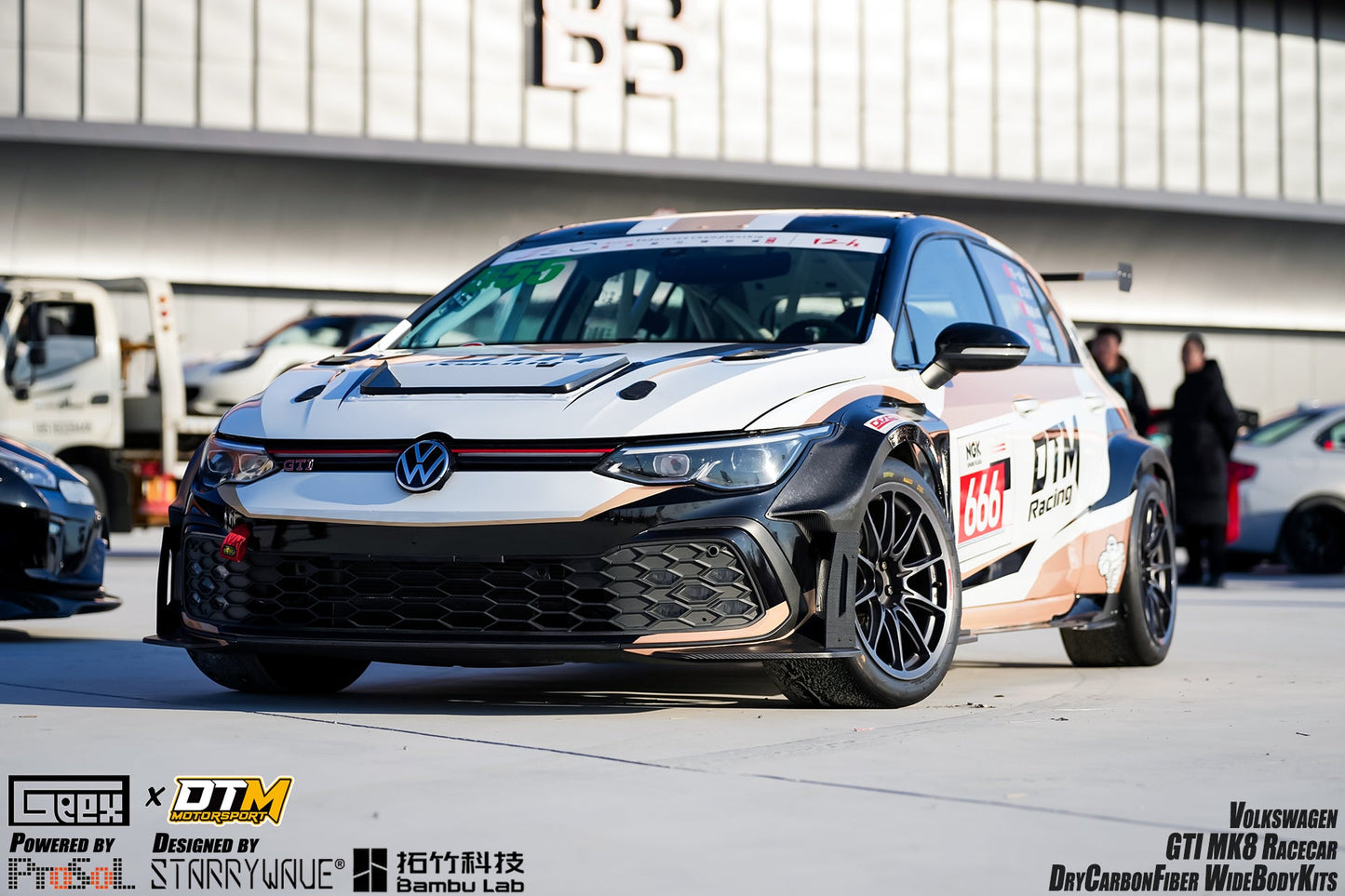Geex Village Front Fender Flares and Front Splitters Set for Volkswagen Golf GTI & R-Line MK8 MK8.5 2022-ON Dry Pre-preg Carbon Fiber
