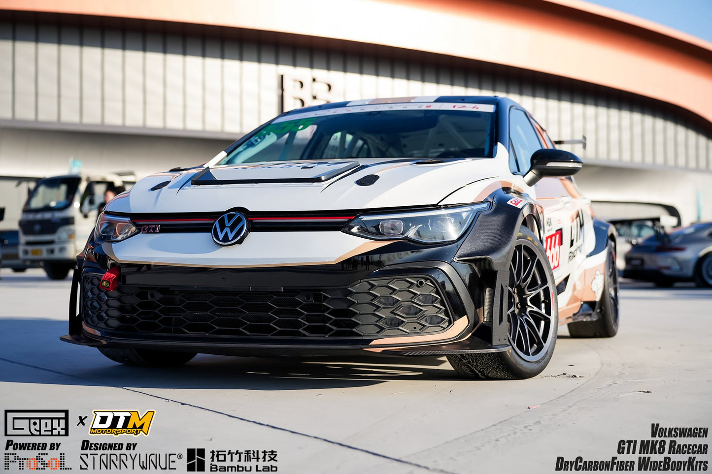 Geex Village Front Fender Flares and Front Splitters Set for Volkswagen Golf GTI & R-Line MK8 MK8.5 2022-ON Dry Pre-preg Carbon Fiber