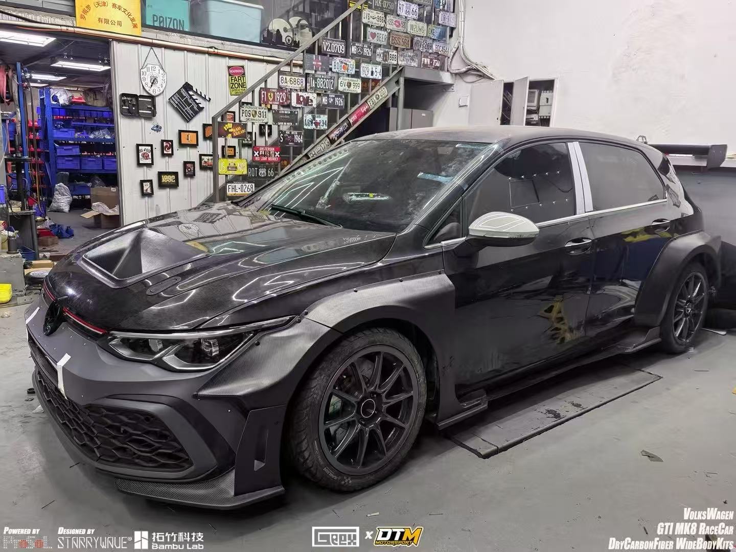 Geex Village Front Fender Flares and Front Splitters Set for Volkswagen Golf GTI & R-Line MK8 MK8.5 2022-ON Dry Pre-preg Carbon Fiber