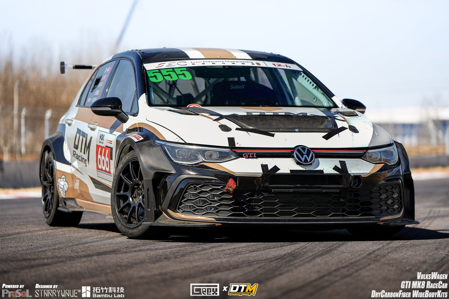 Geex Village Front Fender Flares and Front Splitters Set for Volkswagen Golf GTI & R-Line MK8 MK8.5 2022-ON Dry Pre-preg Carbon Fiber