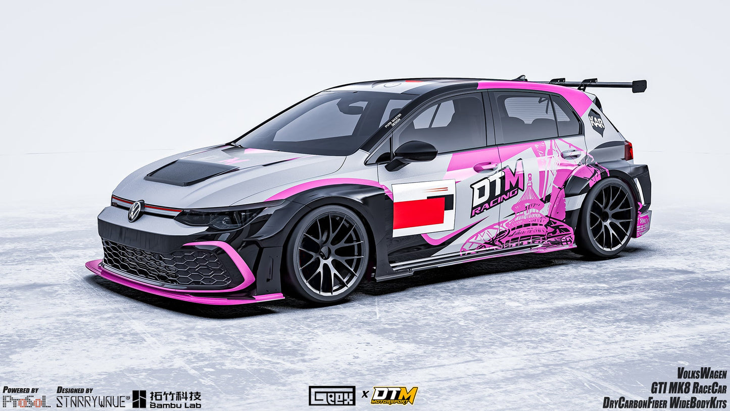 Geex Village Front Fender Flares and Front Splitters Set for Volkswagen Golf GTI & R-Line MK8 MK8.5 2022-ON Dry Pre-preg Carbon Fiber