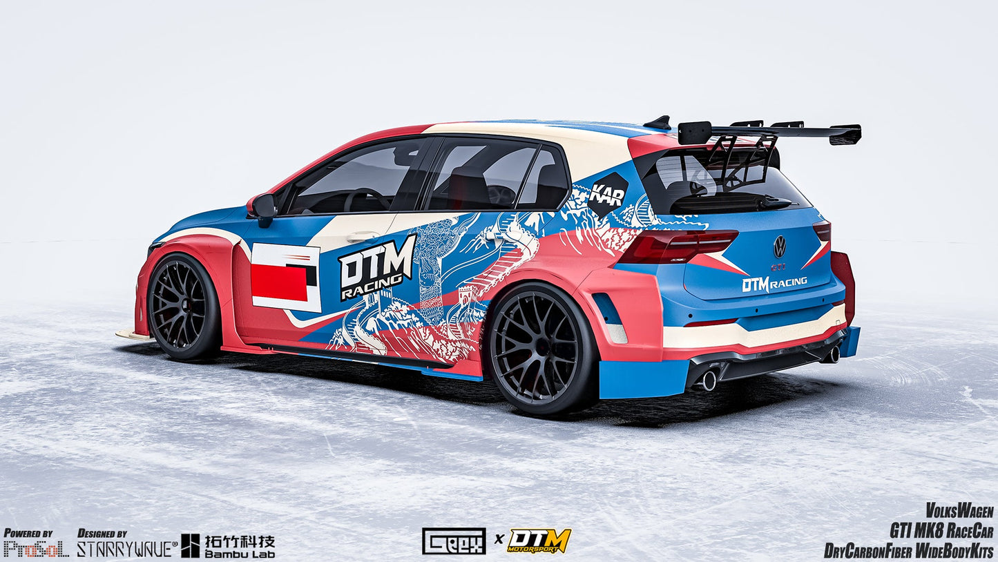 Geex Village Side Skirts and Extension for Volkswagen Golf GTI & R-Line MK8 MK8.5 2022-ON Dry Pre-preg Carbon Fiber