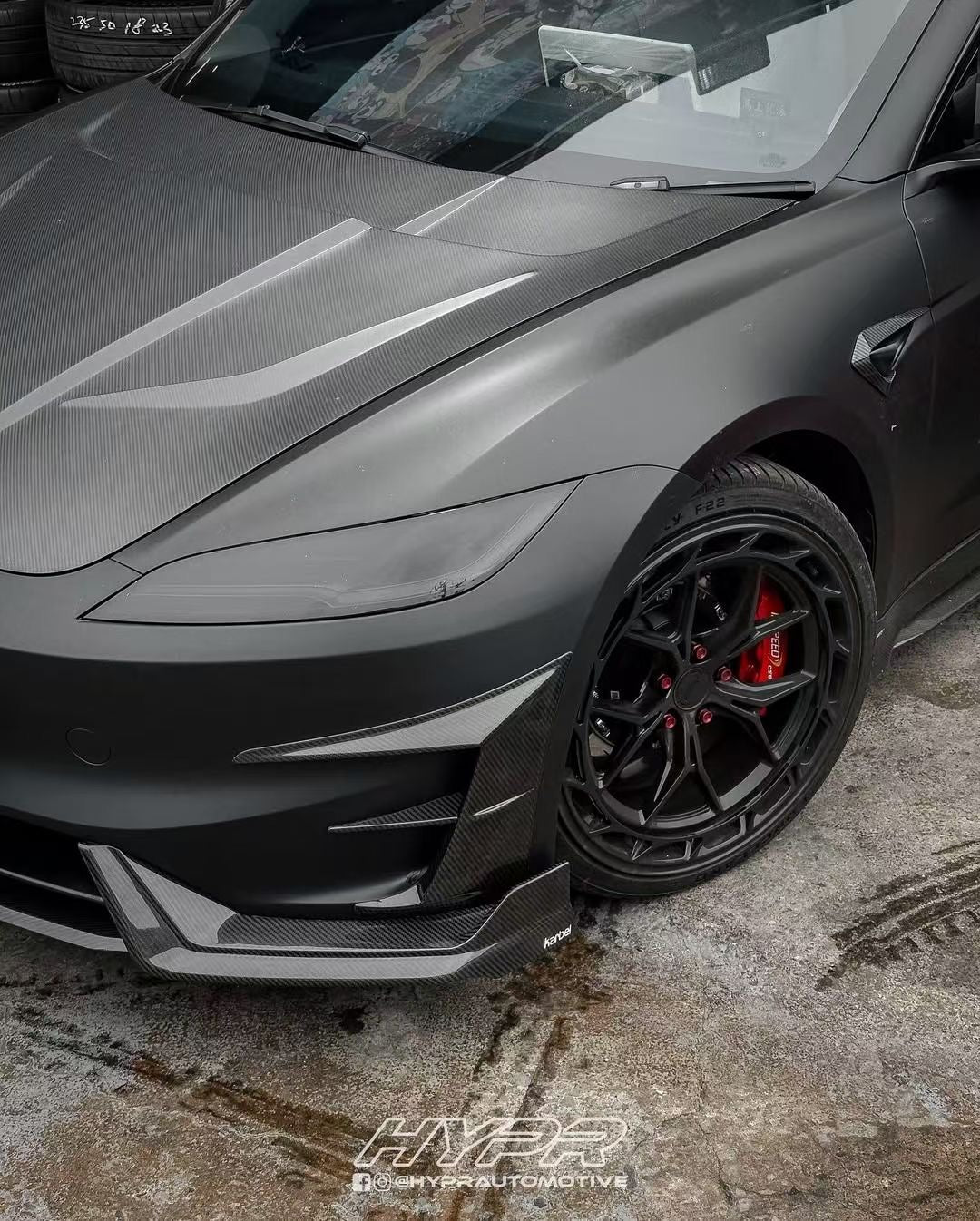 Karbel Carbon Front Canards & Upper Valences for Tesla Model 3 Highland Performance 2024-ON Dry Pre-preg Carbon Fiber/FRP