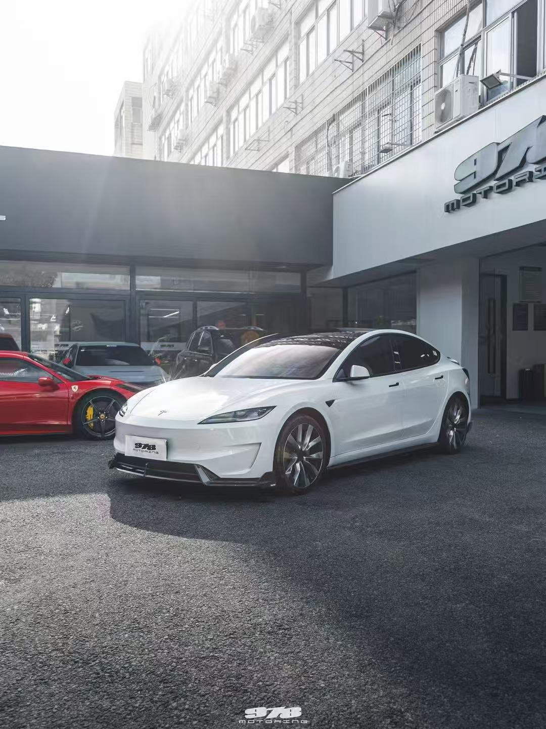 Karbel Carbon Front Lip for Tesla Model 3 Highland Performance 2024-ON Dry Pre-preg Carbon Fiber/FRP