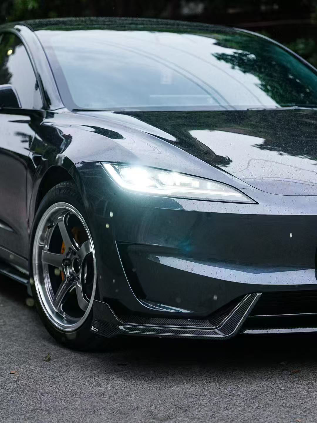 Karbel Carbon Front Lip for Tesla Model 3 Highland Performance 2024-ON Dry Pre-preg Carbon Fiber/FRP
