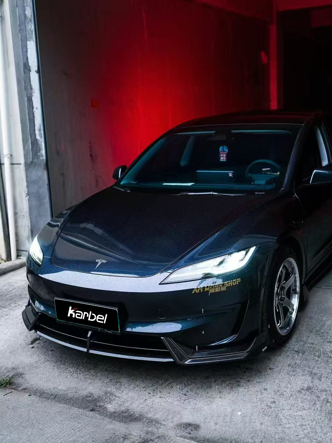 Karbel Carbon Front Lip for Tesla Model 3 Highland Performance 2024-ON Dry Pre-preg Carbon Fiber/FRP