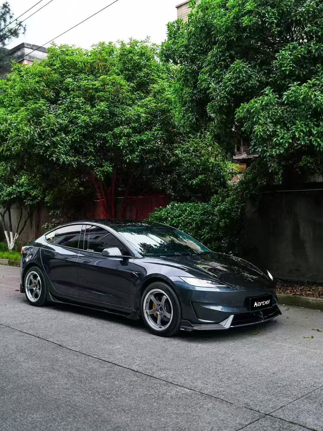 Karbel Carbon Front Lip for Tesla Model 3 Highland Performance 2024-ON Dry Pre-preg Carbon Fiber/FRP