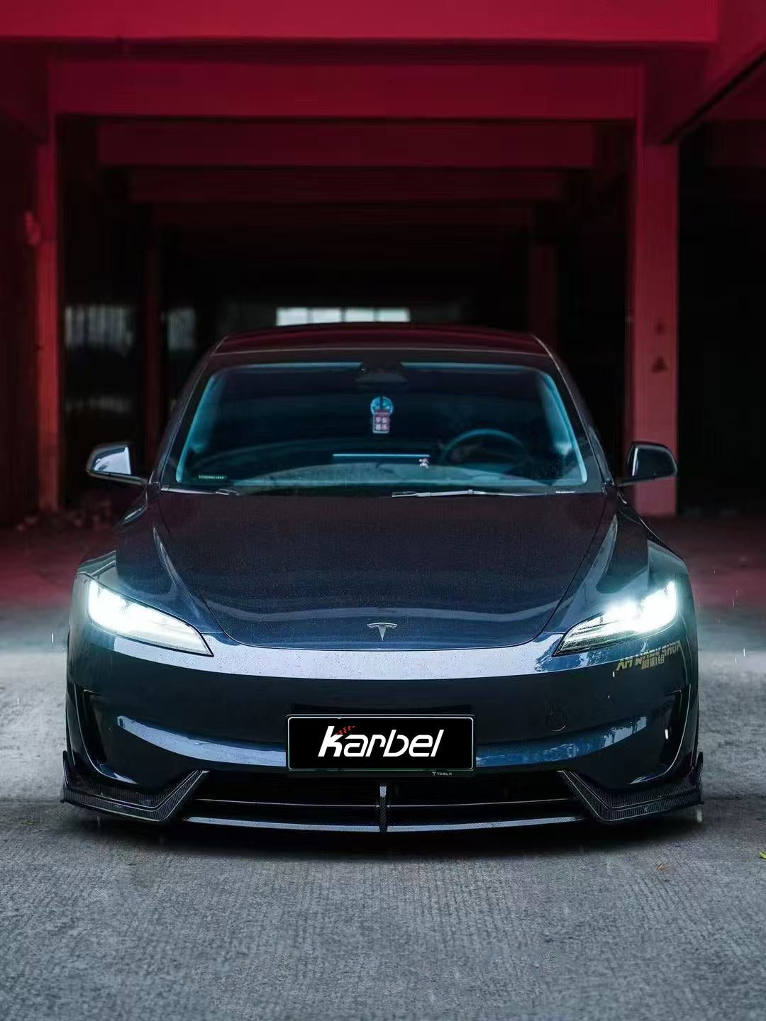 Karbel Carbon Front Lip for Tesla Model 3 Highland Performance 2024-ON Dry Pre-preg Carbon Fiber/FRP