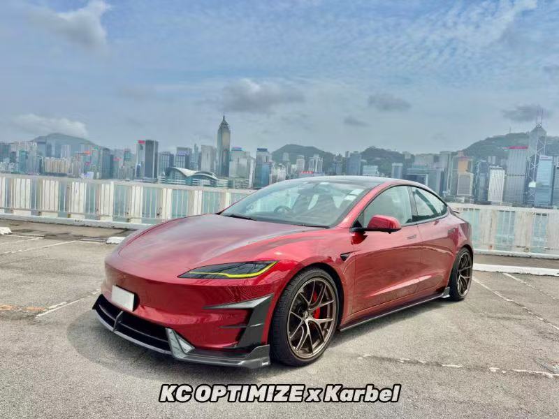 Karbel Carbon Front Canards & Upper Valences for Tesla Model 3 Highland Performance 2024-ON Dry Pre-preg Carbon Fiber/FRP
