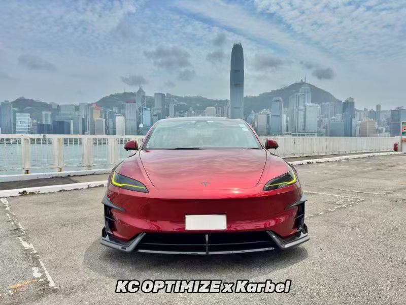 Karbel Carbon Front Canards & Upper Valences for Tesla Model 3 Highland Performance 2024-ON Dry Pre-preg Carbon Fiber/FRP