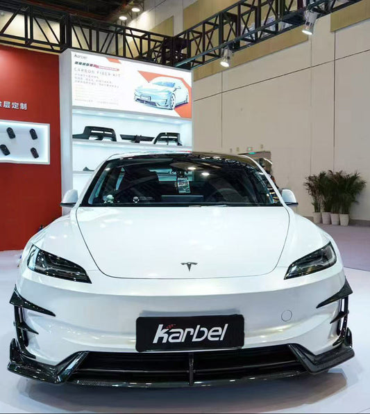 Karbel Carbon Front Lip for Tesla Model 3 Highland Performance 2024-ON Dry Pre-preg Carbon Fiber/FRP