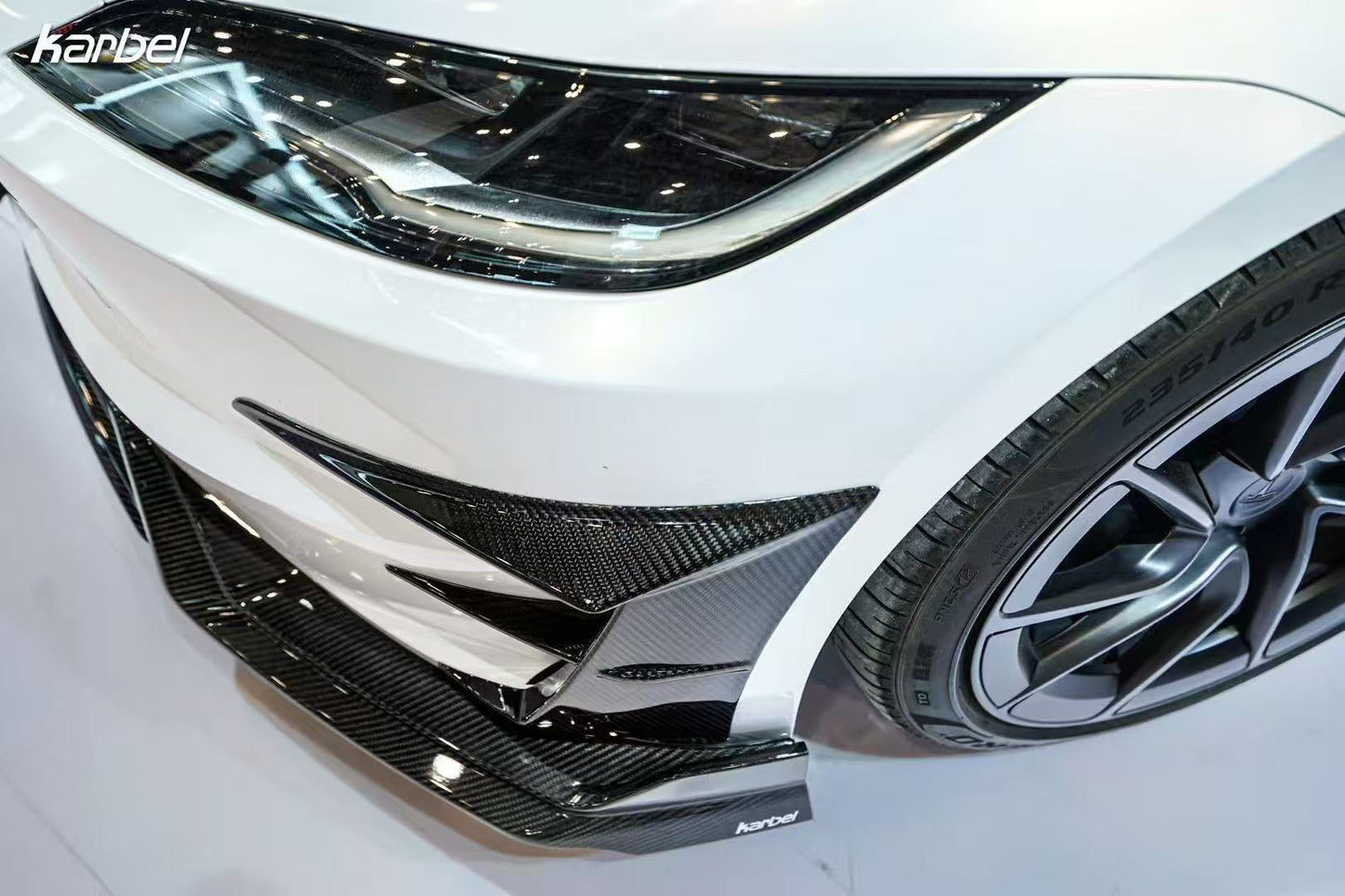 Karbel Carbon Front Canards & Upper Valences for Tesla Model 3 Highland Performance 2024-ON Dry Pre-preg Carbon Fiber/FRP