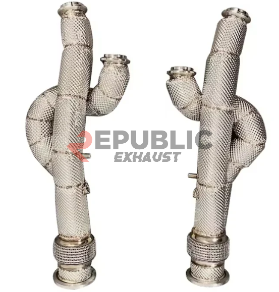 Republic Exhaust 100 & 200 & 300 CELL & Test Pipe/No Cat Downpipe for Lamborghini Aventador LP740 2012-2023 Stainless Steel
