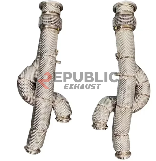 Republic Exhaust 100 & 200 & 300 CELL & Test Pipe/No Cat Downpipe for Lamborghini Aventador LP740 2012-2023 Stainless Steel