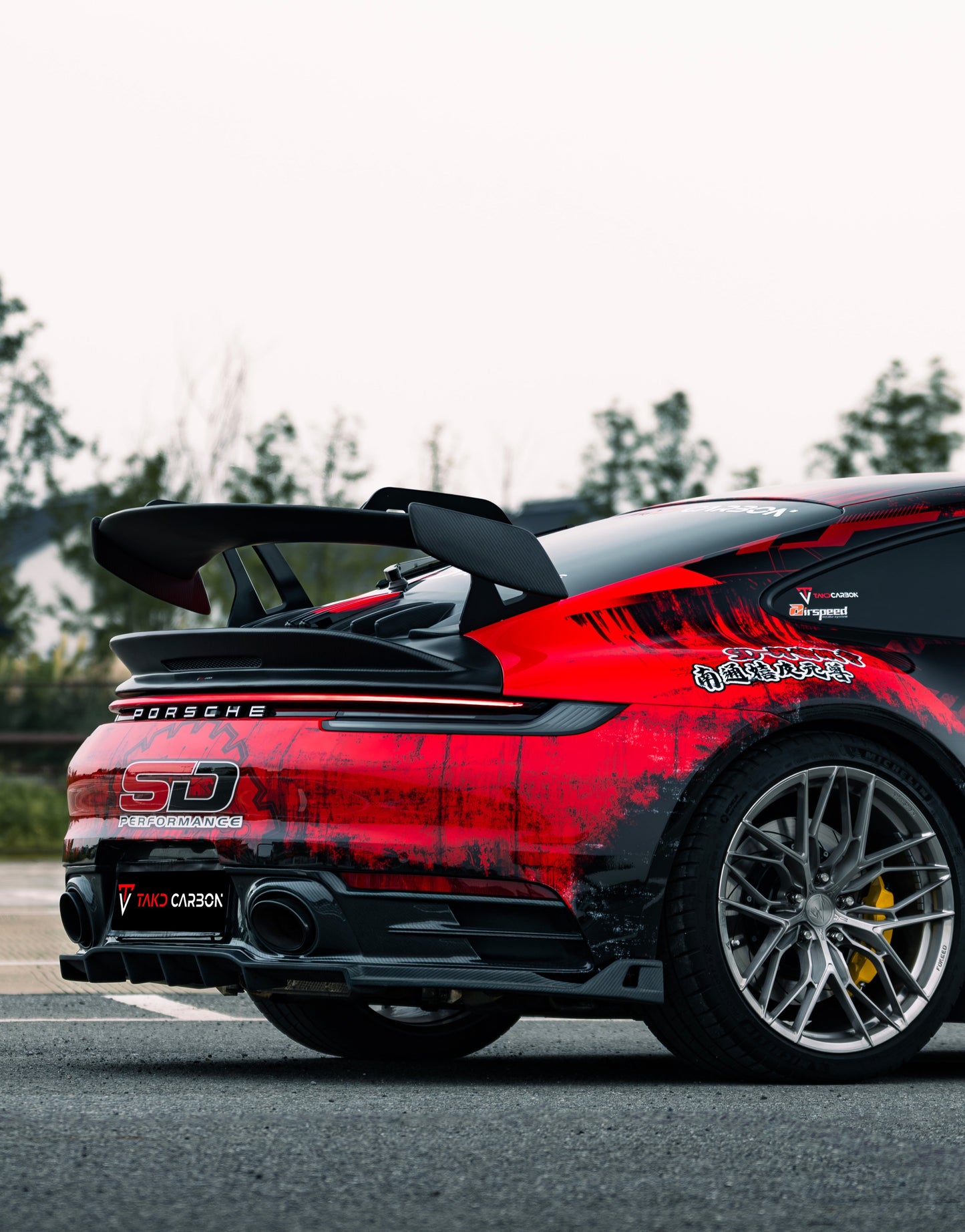TAKD Carbon V1 Lower Rear Diffuser Extension for Porsche 911 992 Carrera / 4 / S / 4S Carbon Fiber