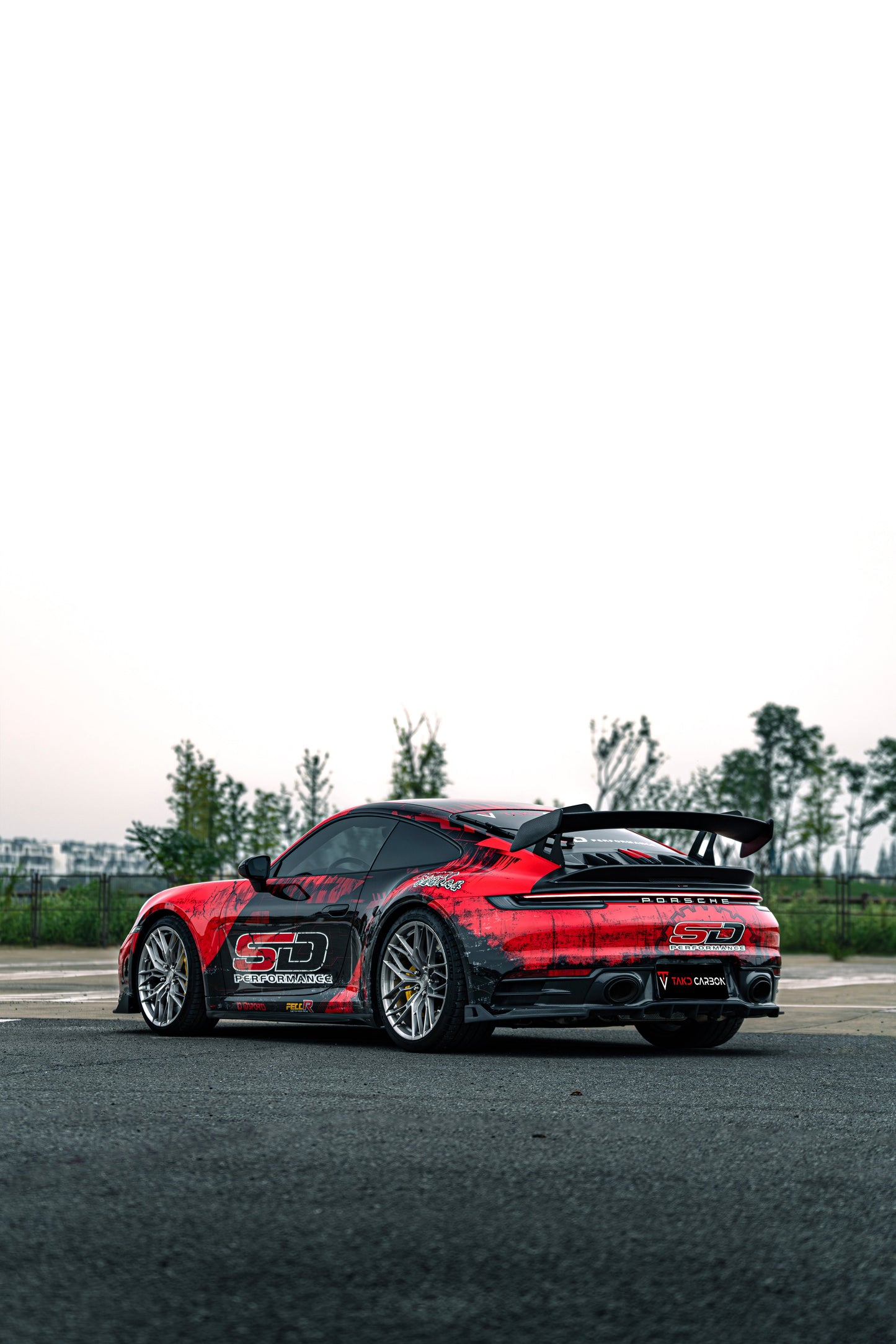 TAKD Carbon V1 Lower Rear Diffuser Extension for Porsche 911 992 Carrera / 4 / S / 4S Carbon Fiber