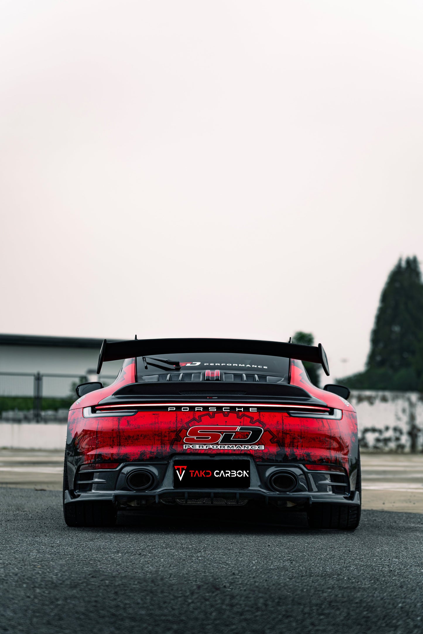 TAKD Carbon V1 Lower Rear Diffuser Extension for Porsche 911 992 Carrera / 4 / S / 4S Carbon Fiber